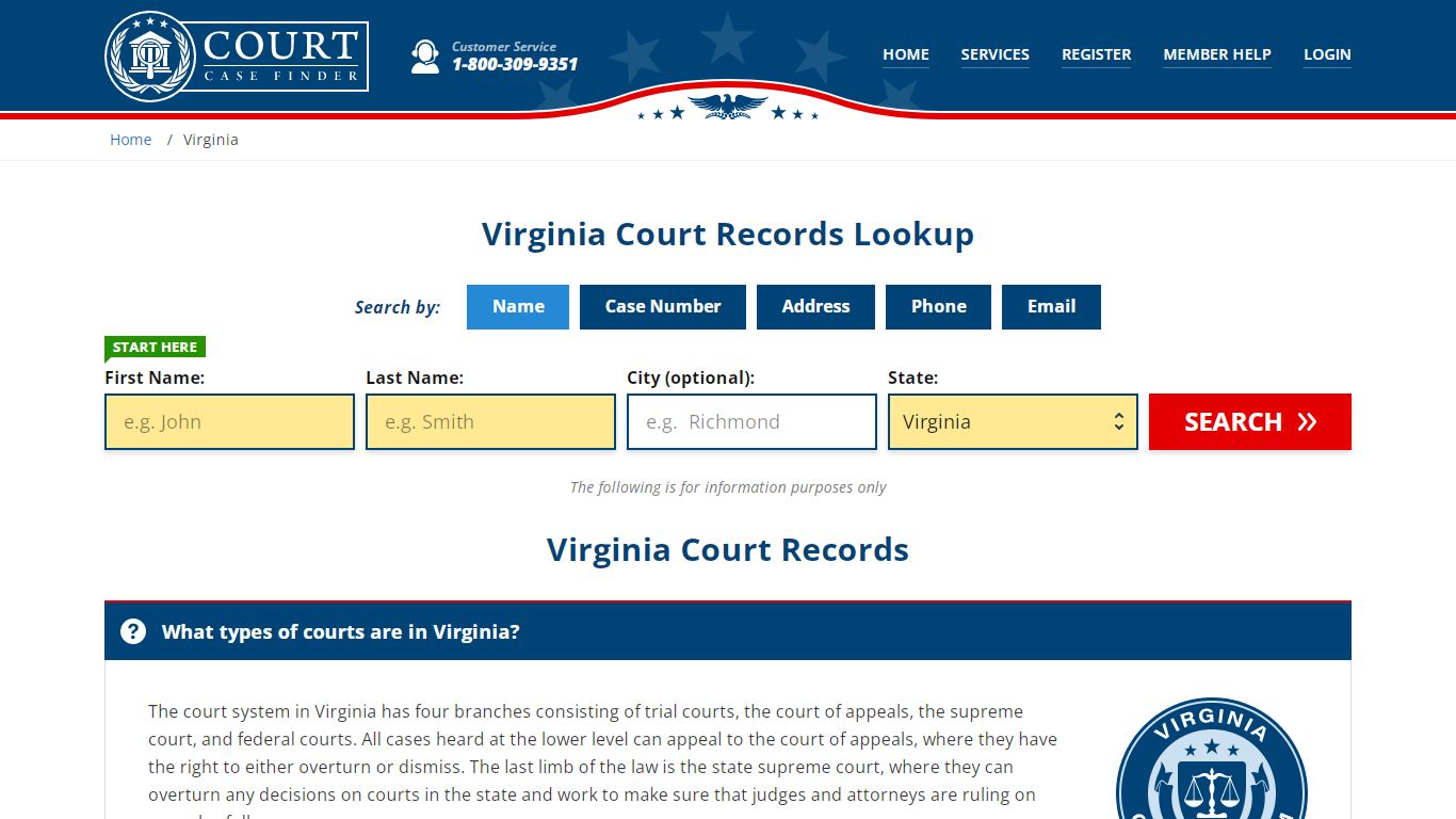 Virginia Court Records Lookup - VA Court Case Search